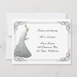 Cartão de Recepção de Casamento Pavão Branco Perso