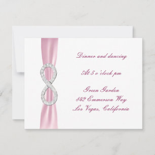 Cartão de Recepção de Casamento Pink Diamond Infin