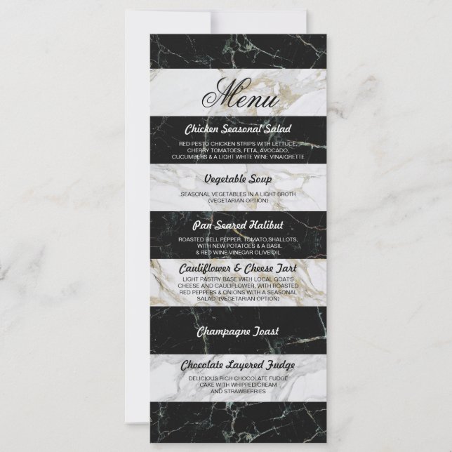 Cartão de Recepção de Casamento Preto e Branco em  (Frente)