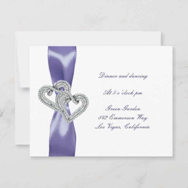 Cartão de Recepção de Casamento Purple Blue Diamon (Frente)