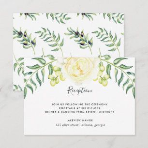 Cartão de Recepção de Casamento Rosas e Oliveiras