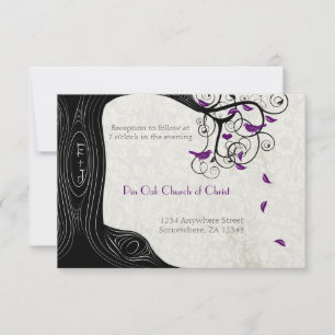 Cartão de Recepção de casamento Roxo Roxo para Ave