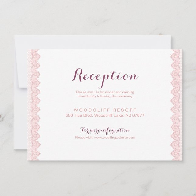cartão de recepção de casamento rústico com renda  (Frente)