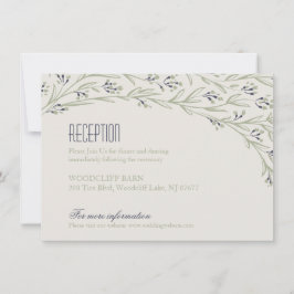 Cartão de recepção de casamento rústico floral ele