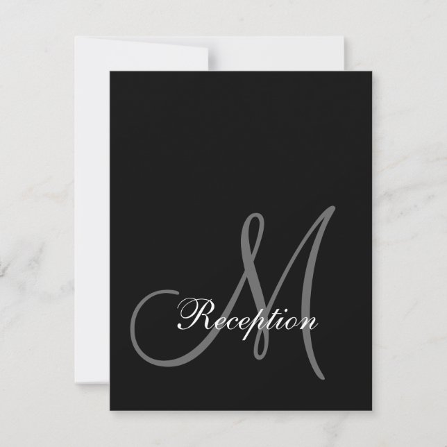 Cartão de Recepção de Casamento Simples Preto e Br (Frente)