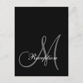 Cartão de Recepção de Casamento Simples Preto e Br