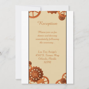 Cartão de Recepção de Casamento Steampunk Cogs Eng