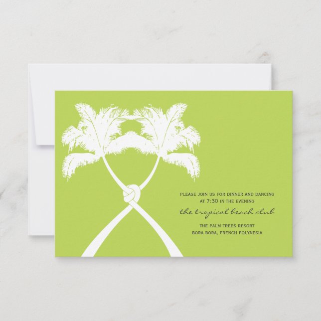 Cartão de Recepção de Casamento Tropical com Palme (Frente)