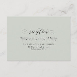 Cartão de recepção de casamento verde sage simples
