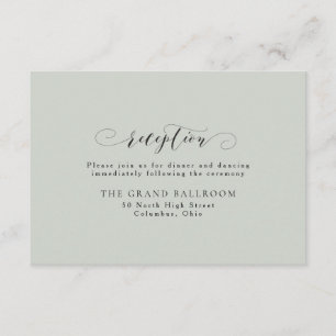Cartão de recepção de casamento verde sage simples