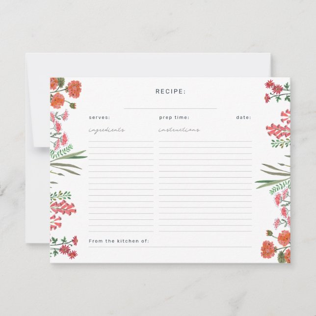 Cartão de Recepção de Chá de panela de Flor Selvag (Frente)