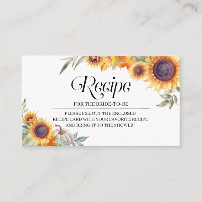 Cartão de Recepção de Chá de panela de Girassol de (Frente)