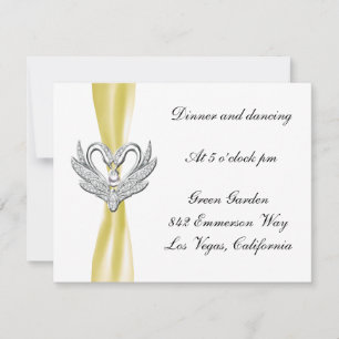 Cartão de Recepção de Cisnes de Prata com Laço Ama