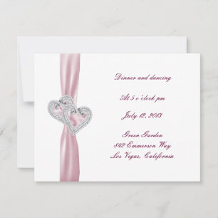 Cartão de Recepção de Corações Rosa Personalizado