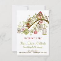 Cartão de Recepção de Férias Floral de Corujas Ret