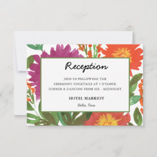 Cartão de Recepção de Flor de Aquarela