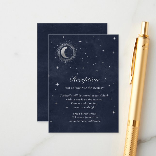 Cartão de Recepção de Lua de Prata Celestial (Frente/Verso In Situ)