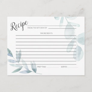 CARTÃO DE RECEPÇÃO   Dusty Blue Watercolor Eucalyp