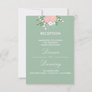 Cartão de Recepção Floral Elegante - hortelã