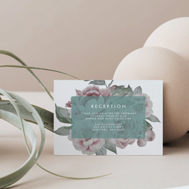 Cartão de Recepção Floral Jardim Inglês | Jade (Criador carregado)