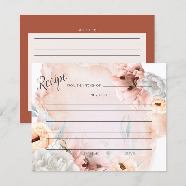 CARTÃO DE RECEPÇÃO | Flores De Coral De Aquarelas  (Frente/Verso)