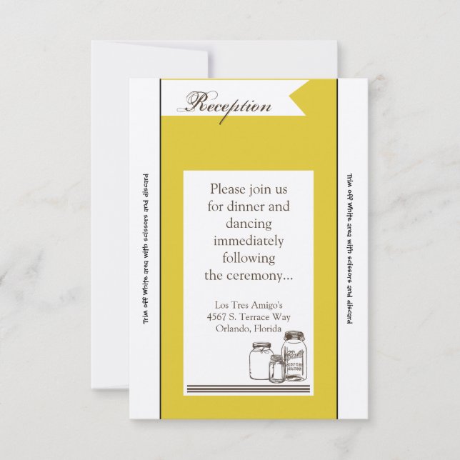 Cartão de Recepção Mason Jar Country Rustic Vase 3 (Frente)