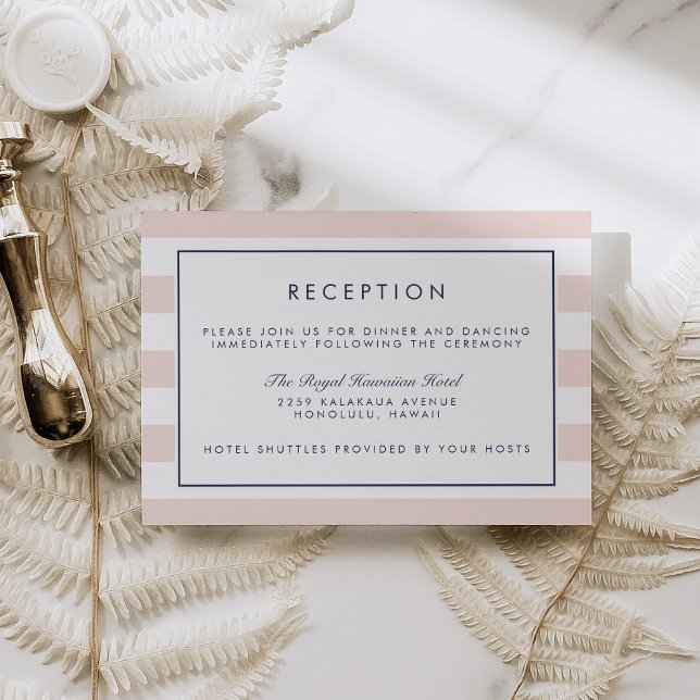 Cartão de Recepção Metro Stripe | Blush e Navy (Criador carregado)