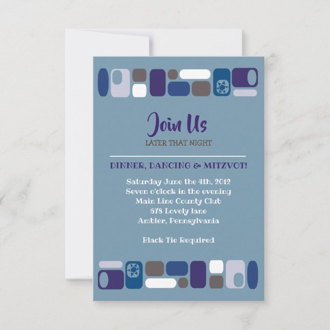 Cartão de recepção Mitzvah do Bar do Bar MOD SO (Frente)