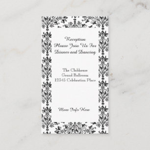 Cartão de recepção personalizado preto branco-marr