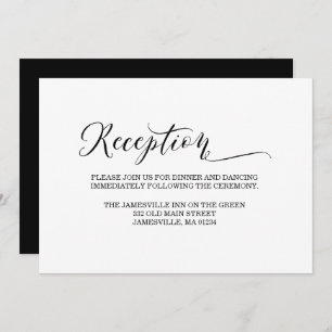 Cartão de recepção preto e branco elegante e minim