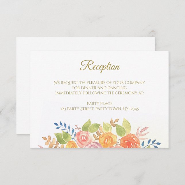 Cartão de Recepção Rose Bouquet (Frente/Verso)