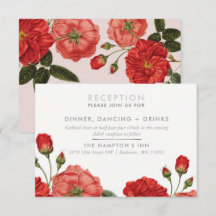 CARTÃO DE RECEPCÇÃO buquê floral de rosas vermelha