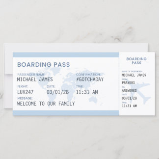 Cartão de Recordação de Passagem de Adoção