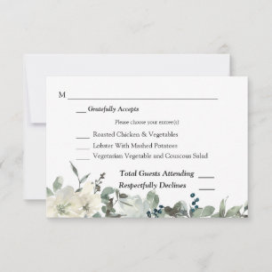Cartão de refeição RSVP 3 de Casamento Floral B