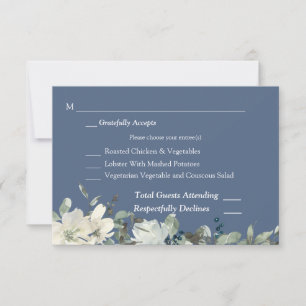 Cartão de refeição RSVP 3 Floral Azul e Branco Dus