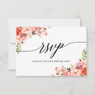 Cartão de refeição RSVP de Casamento Floral de Cal