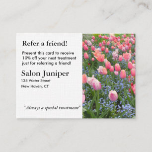 Cartão de Referência com Tulips e Forget-Me-Nots