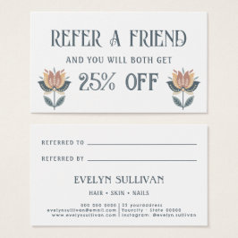 cartão de referência das flores de boho folk