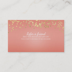 Cartão de Referência de Amigo Chic Coral Peach & G