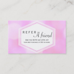 Cartão de REFERÊNCIA DE AMIGO do Pink Glamour Ligh
