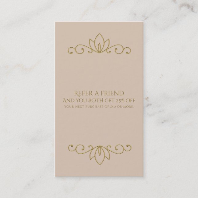 Cartão de Referência de Amigo Rosa Bege & Dourado  (Frente)