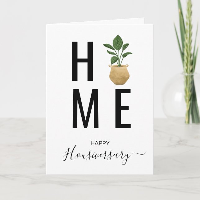 Cartão de referência de aniversário de casa feliz (Frente)