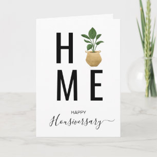 Cartão de referência de aniversário de casa feliz