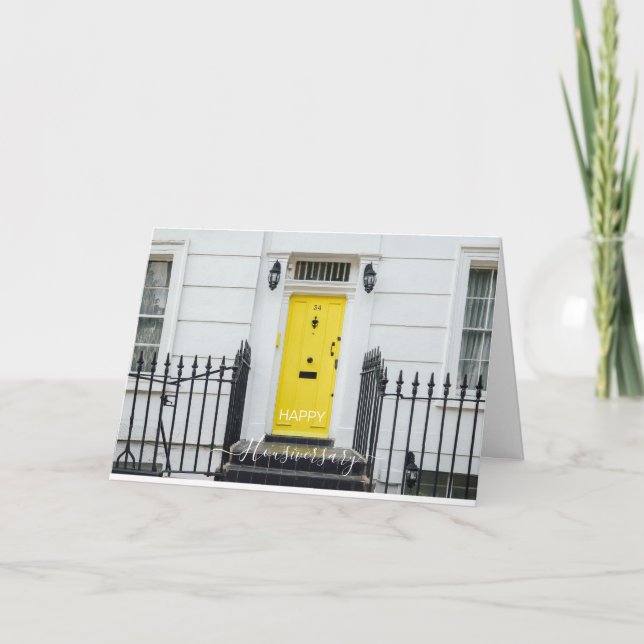 Cartão de referência de aniversário de casa feliz (Frente)