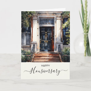 Cartão de referência de aniversário de casa feliz