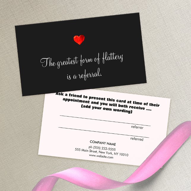 Cartão de Referência de Cliente Cute Red Heart (Criador carregado)