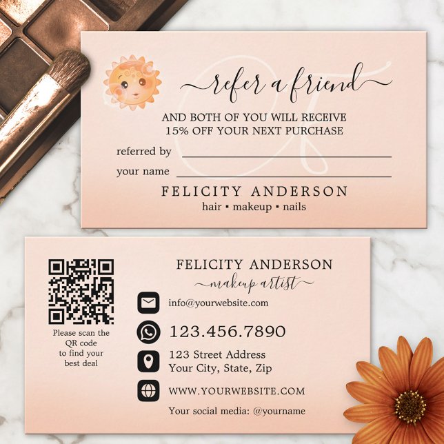 Cartão de Referência de Código QR Logo Peach Beaut (Criador carregado)