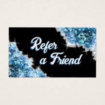 Cartão de referência de cristais azuis