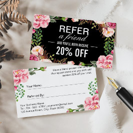 Cartão de Referência de Salão de Beleza Floral Ros