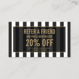 Cartão de Referência de Salão de Stripes Negra e B